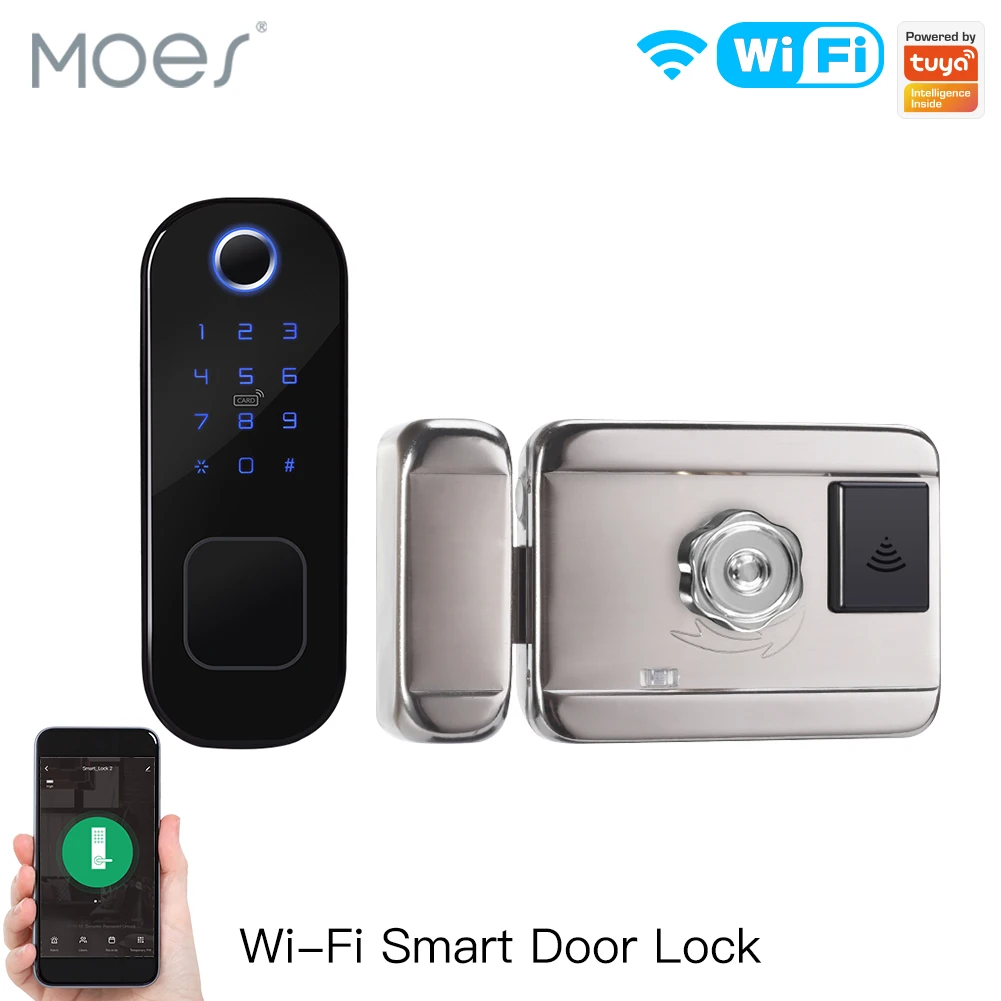 Home Security Packages - MOES 와이파이 투야 스마트 도어락, 지문