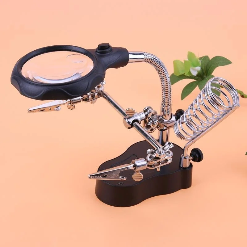 Glass Break Detector - 데스크탑 돋보기 용접 돋보기 LED 홀더