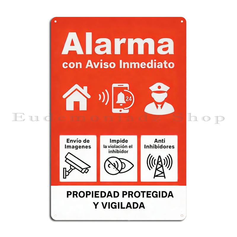 Home Security Equipment - 레트로 24시간 알람 시스템 금속 간판