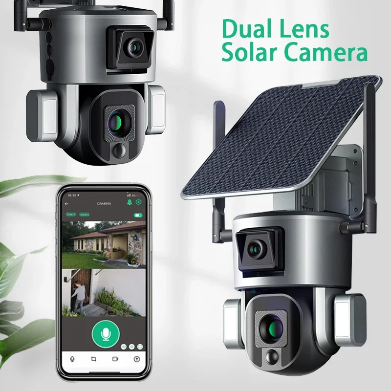 Home Security Cameras Uk - 4G 무선 태양광 카메라 듀얼 렌즈