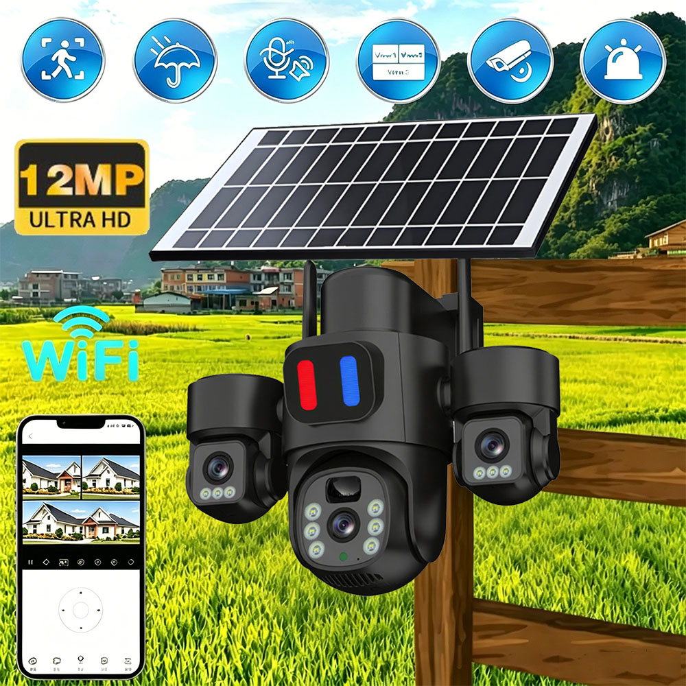 Home Security La - 태양광 WiFi PTZ 카메라 야외용 트리플