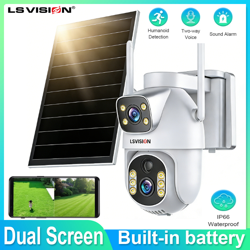 Home Security Cameras Uk - LS VISION 듀얼 렌즈 태양광 보안