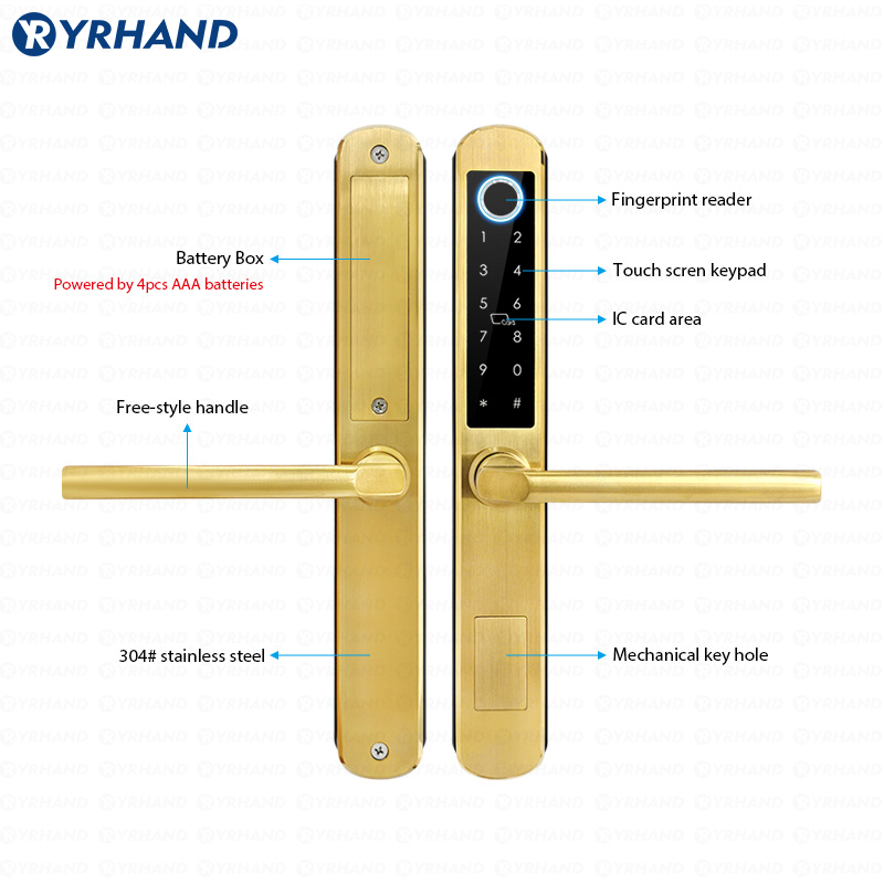 IP66 골드 스테인레스 스틸 슬라이딩 유리 스마트 잠 - Home Security Keypad 리뷰 및 가격