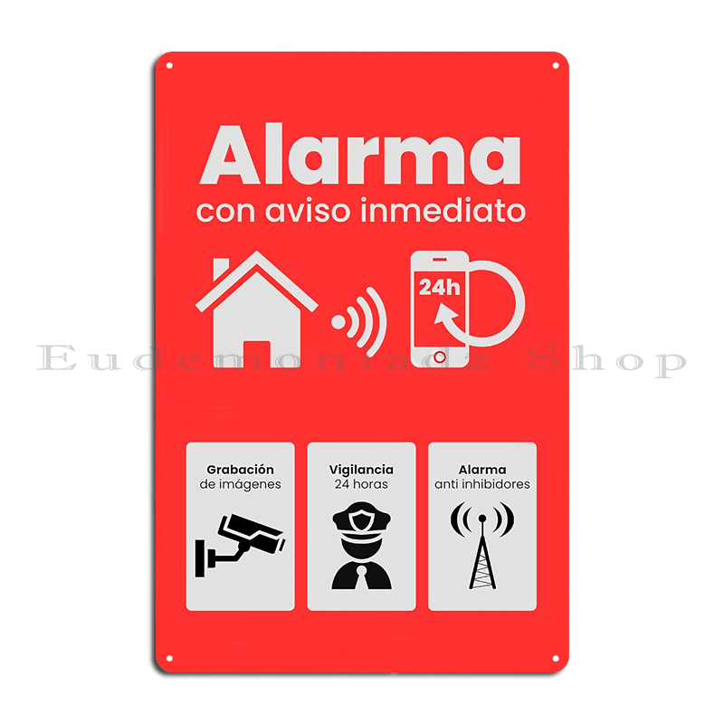 레트로 24시간 알람 시스템 금속 간판 플라크 빈티지  - Home Security Equipment 리뷰 및 가격
