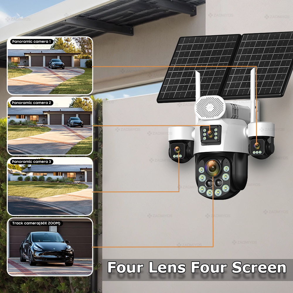 4렌즈 아웃도어 360 °   감시용 태양광 카메라 2 - Home Security News 리뷰 및 가격