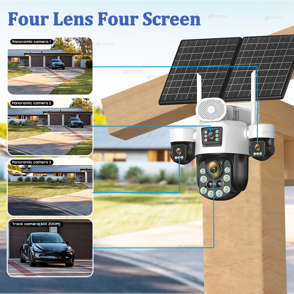 AOV 4렌즈 야외 감시용 태양광 카메라 20MP 4G - Home Security News 리뷰 및 가격