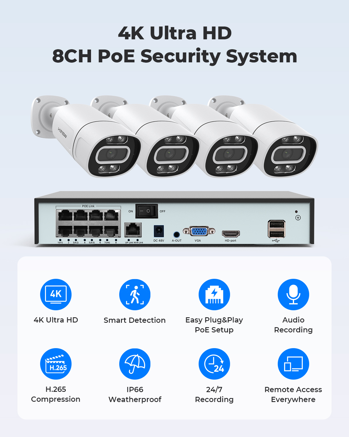 H.View 4K 5Mp 8Mp Poe CCTV 보안  - Home Security News 리뷰 및 가격