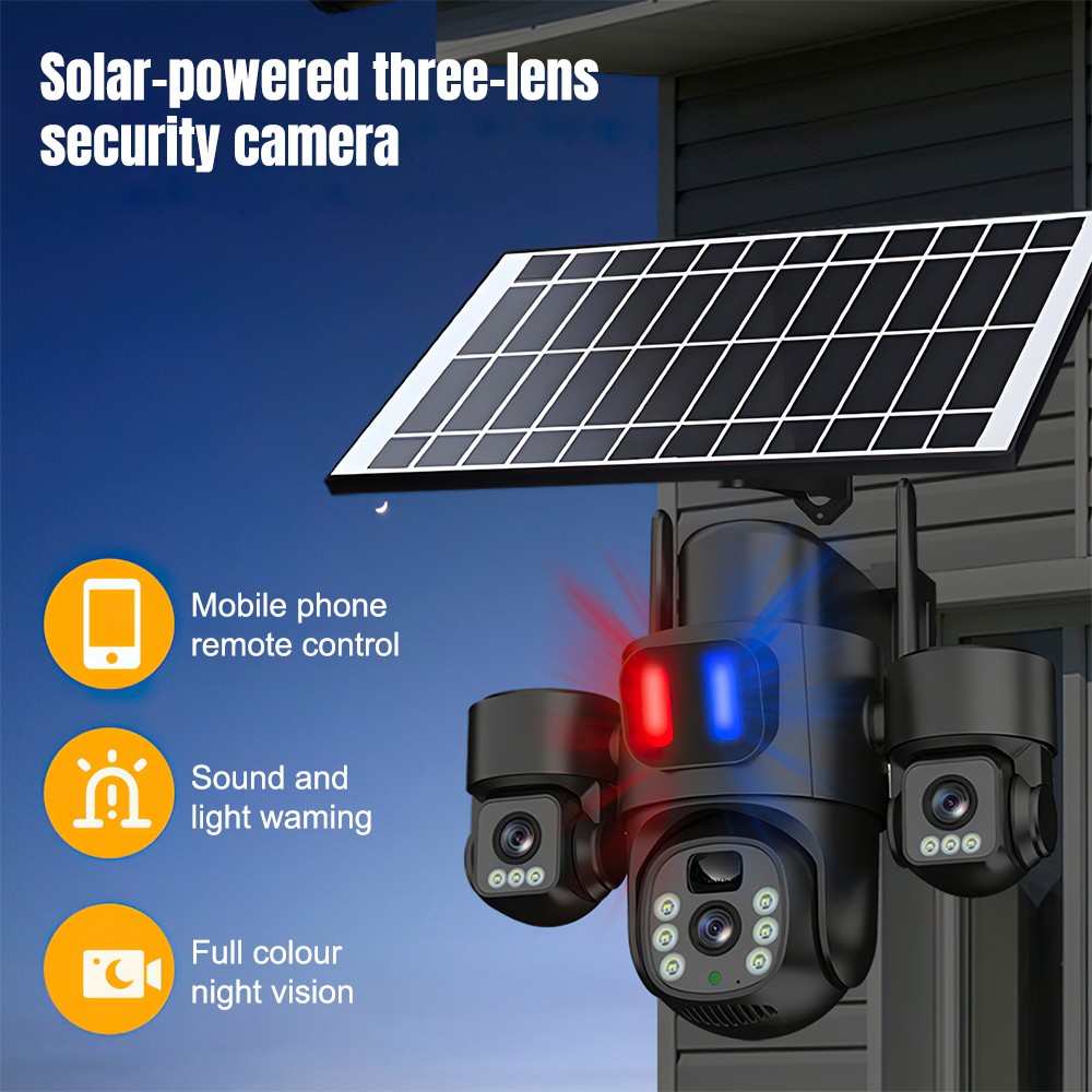 태양광 WiFi PTZ 카메라 야외용 트리플 렌즈 3화 - Home Security La 리뷰 및 가격