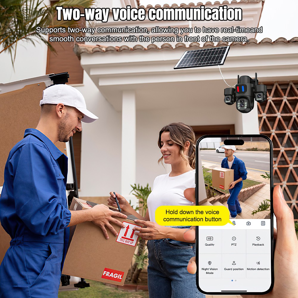태양광 WiFi PTZ 카메라 야외용 트리플 렌즈 3화 - Home Security La 리뷰 및 가격