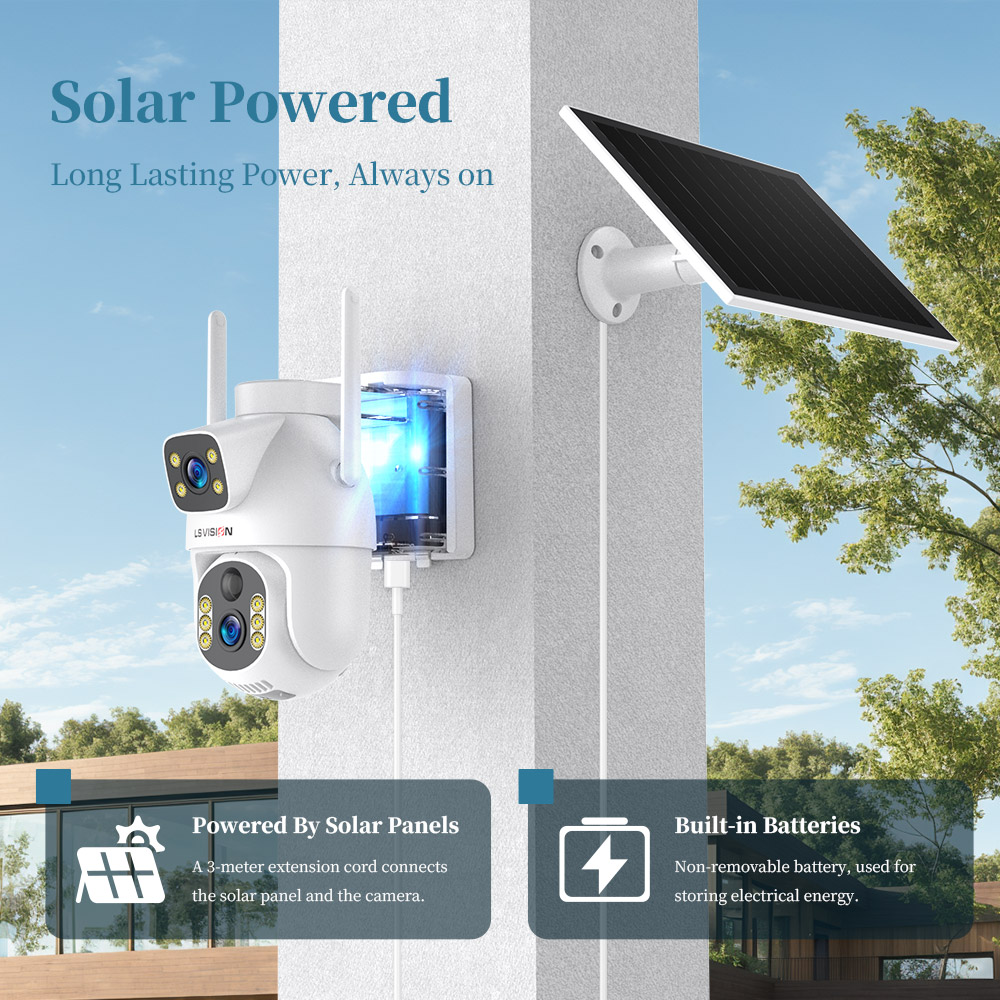 LS VISION 듀얼 렌즈 태양광 보안 카메라 8MP - Home Security Cameras Uk 리뷰 및 가격