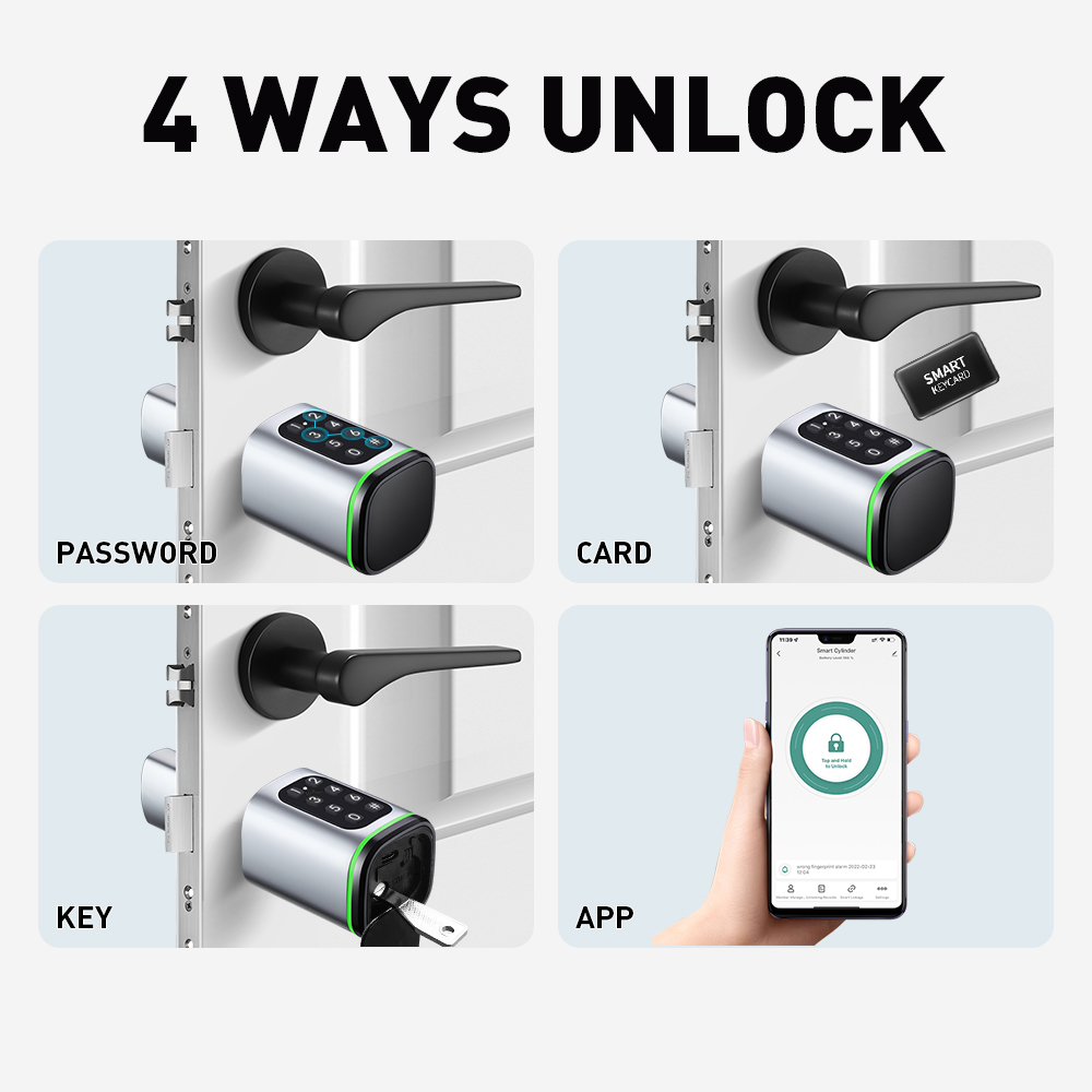 스마트 실린더 잠금 장치 Tuya 60-90mm 전기  - Home Security Keypad 리뷰 및 가격